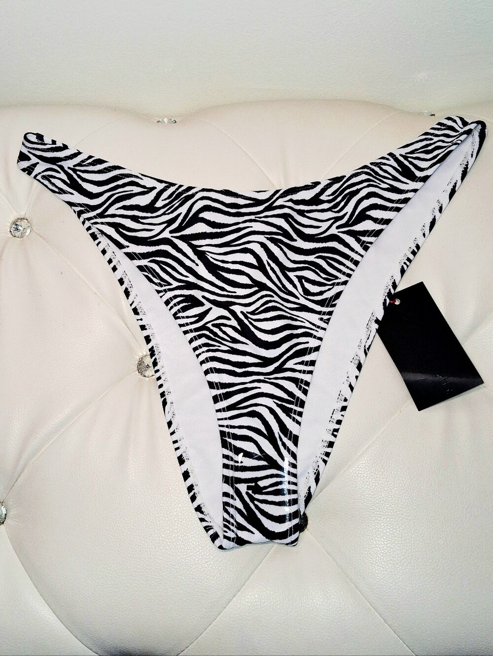 South Beach Swim Zebra Bikini Bottoms High Waist Cut Smooth Size Large Us 10 New